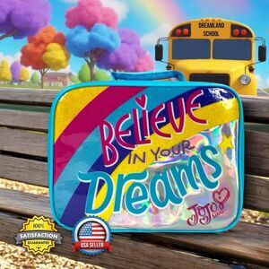 JoJo Siwa Girls Kids Lunch Box Bag Tote Believe in Your Dreams Pink Rainbow NWT